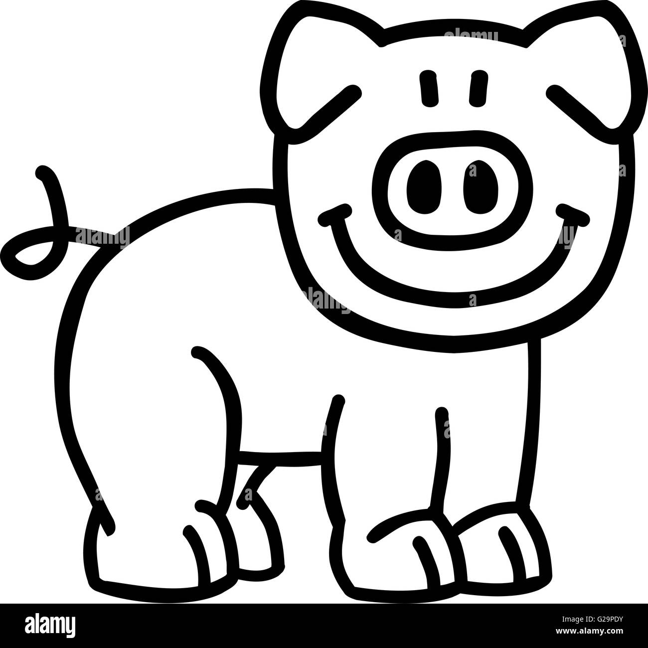 Outline Pig Outline Cartoon Pig G29PDY