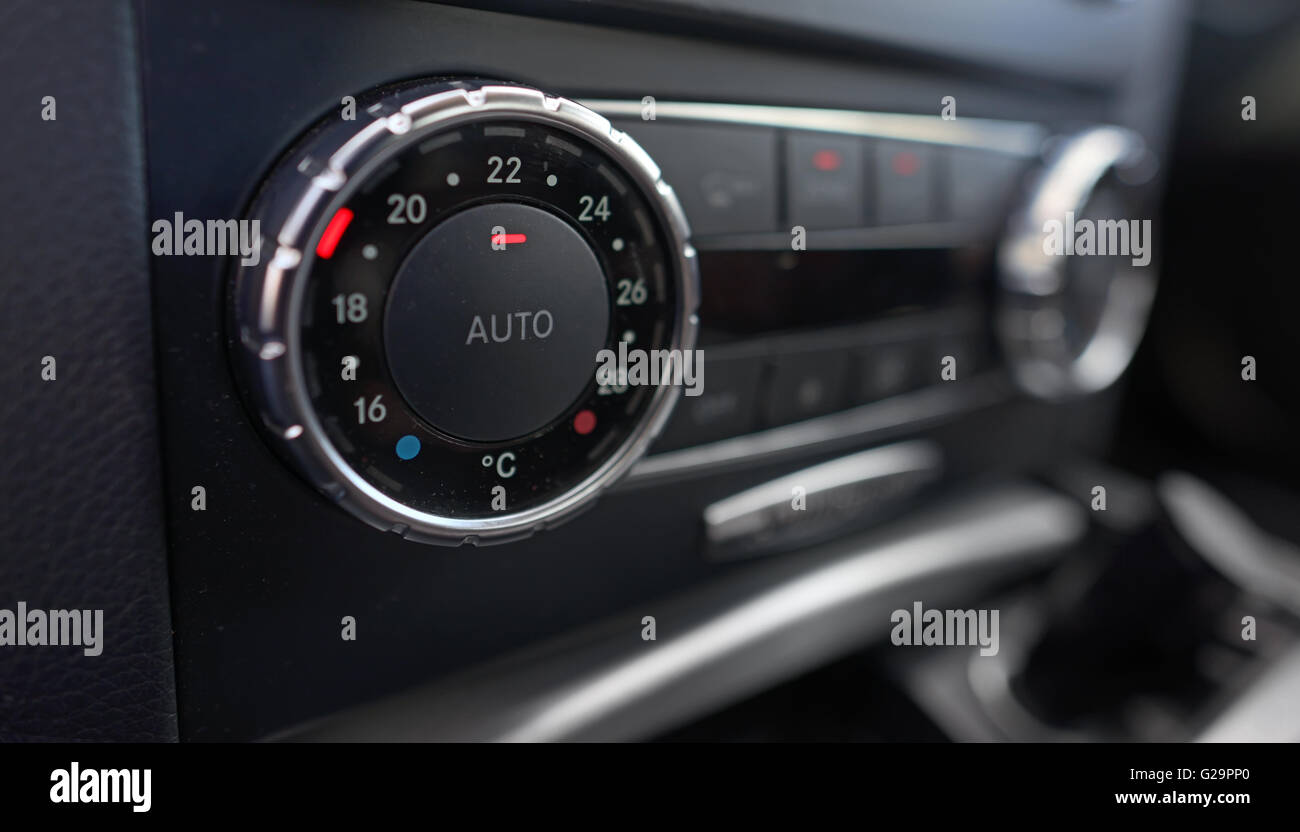 Details of luxury car climate control Stock Photo