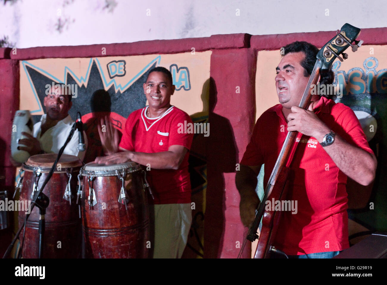 Cuban Musicians Playing Salsa Music For Locals And Tourists At The Casa De La Musica In Trinidad Cuba Stock Photo Alamy