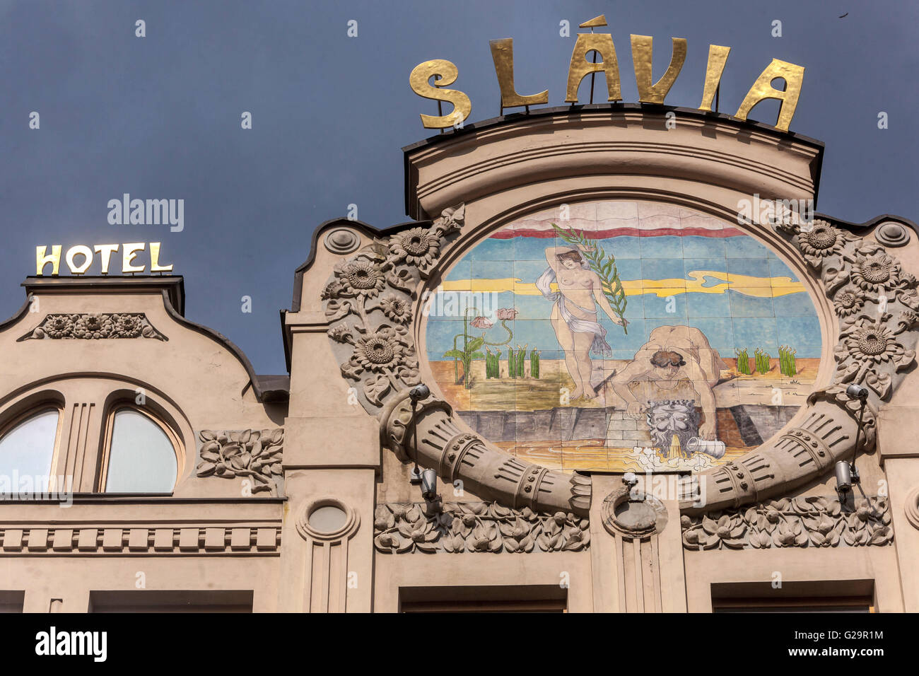 Hotel and restaurant Slavia, Art Nouveau style, Kosice, Slovakia Stock Photo