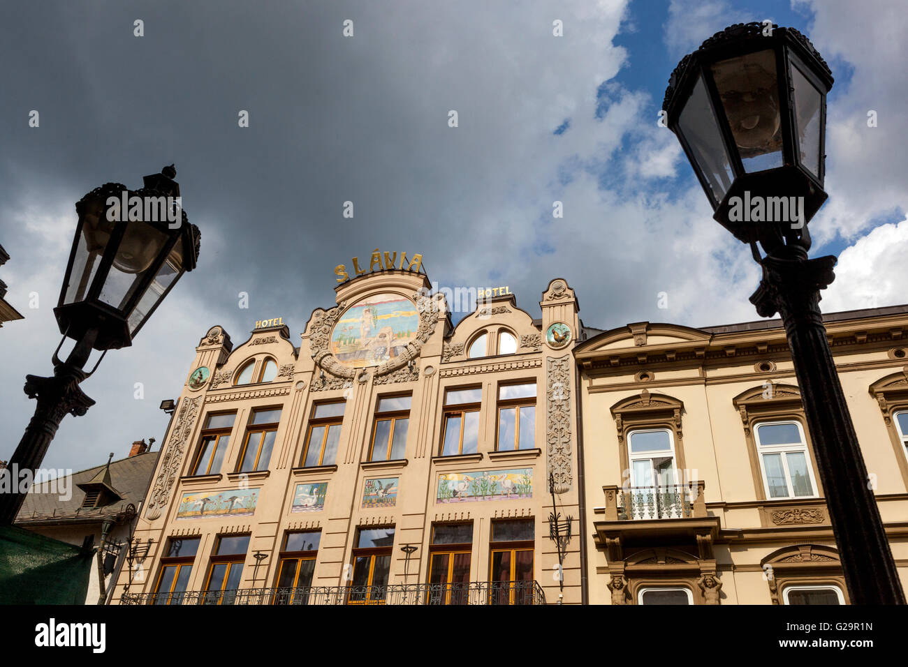 Hotel and restaurant Slavia, Art Nouveau style, Kosice, Slovakia Stock Photo