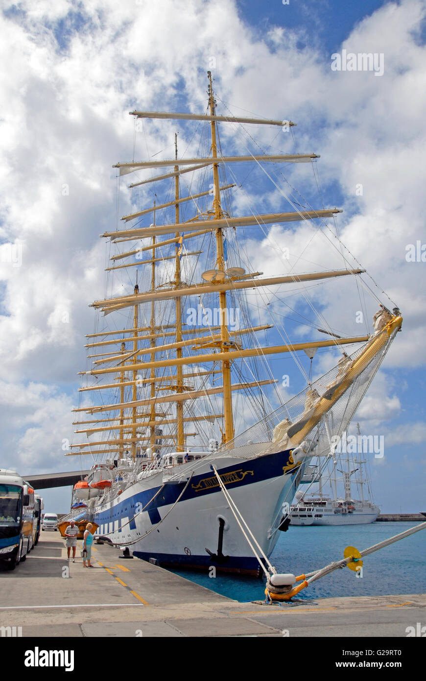Moored luxury yacht, Bridgetown, Barbados, Caribbean Stock Photo