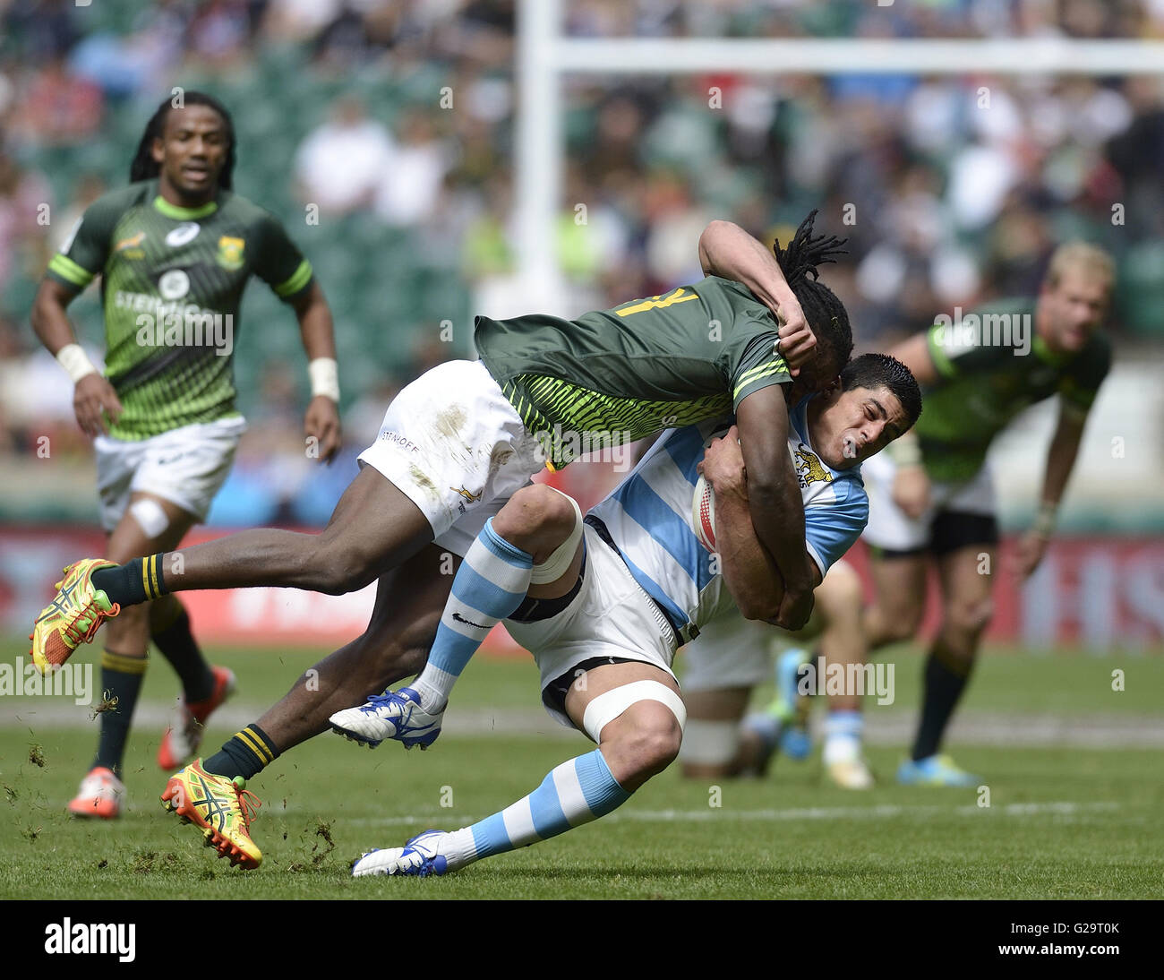 HSBC World Sevens,Twickenham,London 22nd May 2016  Action during game South Africa v Argentina,  South Africa win 21-19,(C)2016 Stock Photo