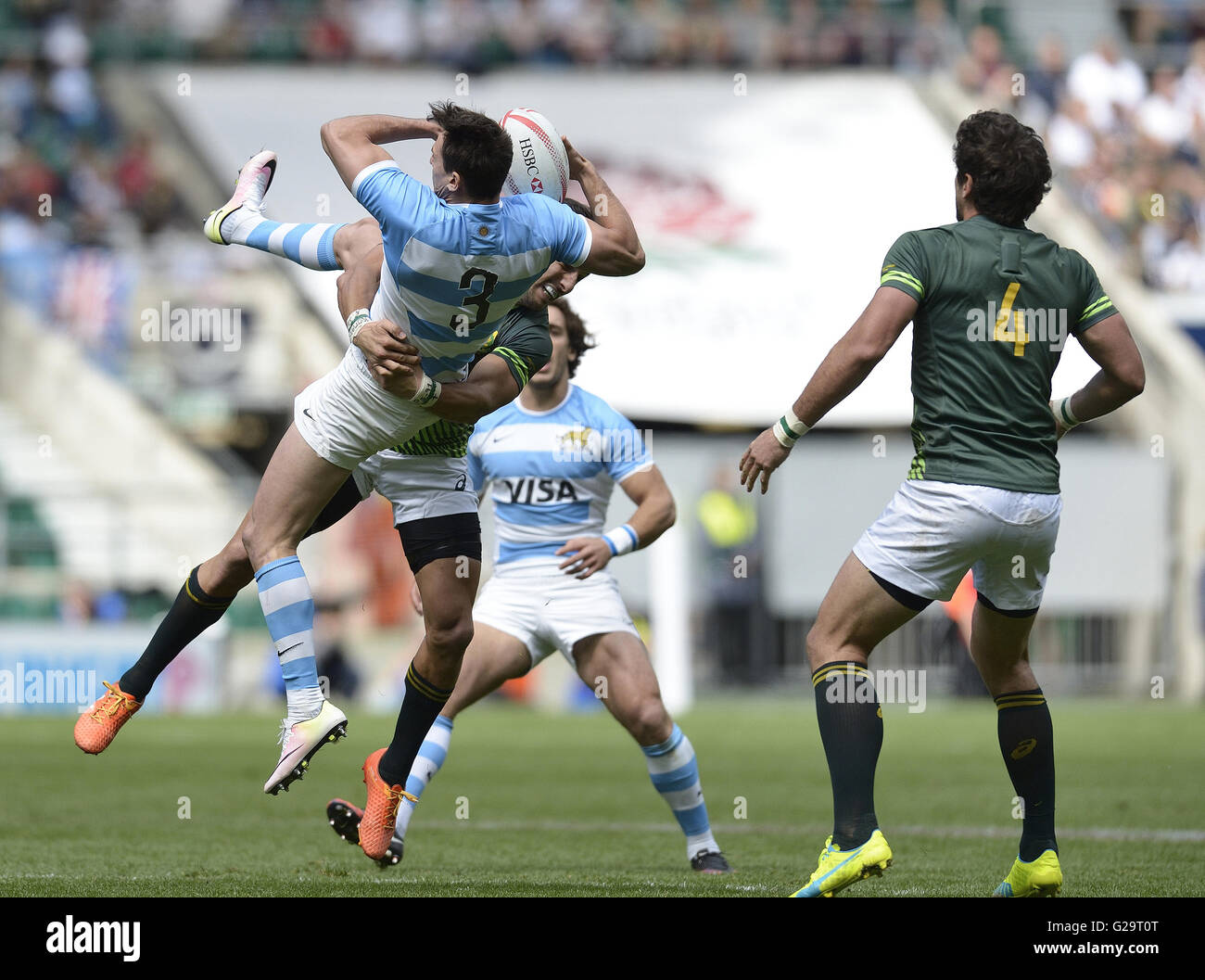 HSBC Rugby Sevens,Twickenham,London 22nd May 2016.action during South Africa v Argentina,South Africa win 21-19 Stock Photo