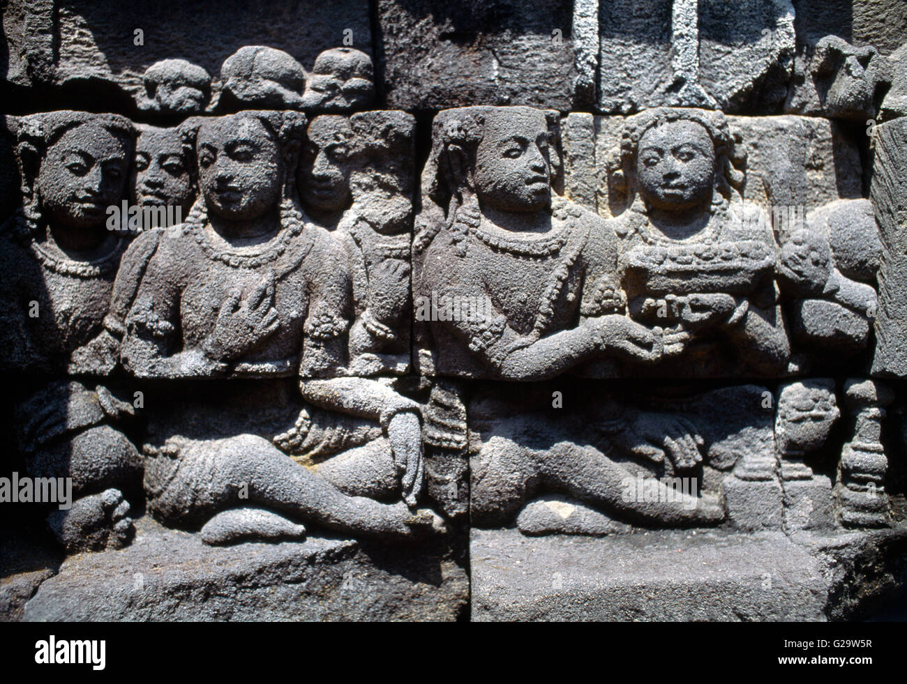Java Indonesia Borobudur Temple Relief 8th And 9th Century UNESCO World Heritage Site Stock Photo