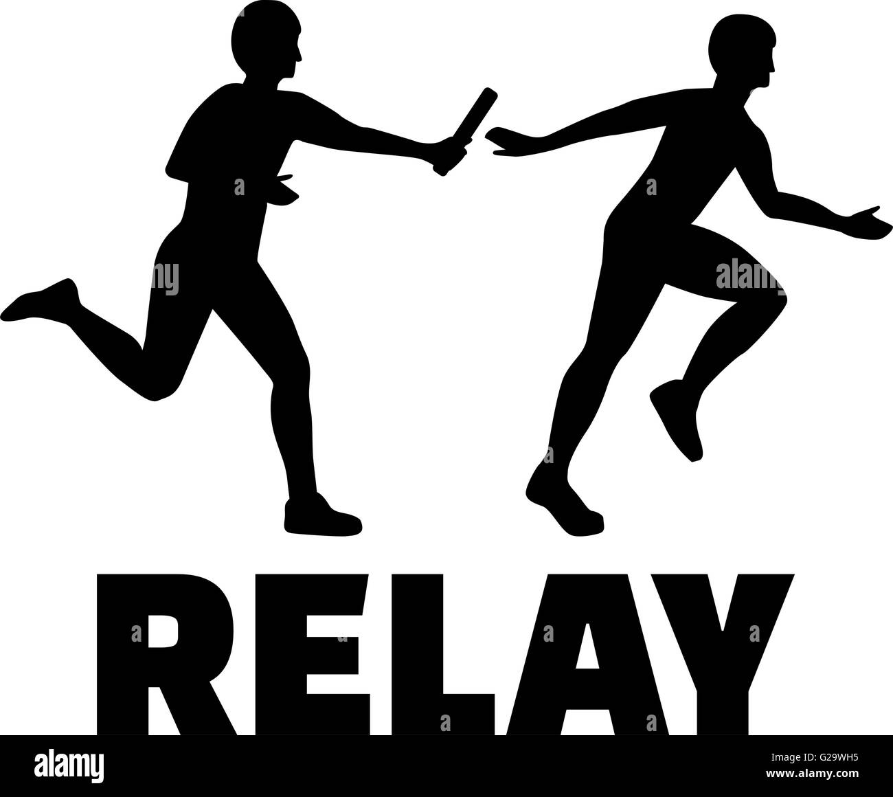 Relay word with two people passing baton Stock Vector Image & Art Alamy