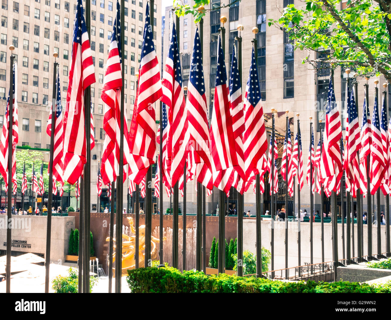 American Flags at Rockefeller Center Plaza, NYC Stock Photo Alamy