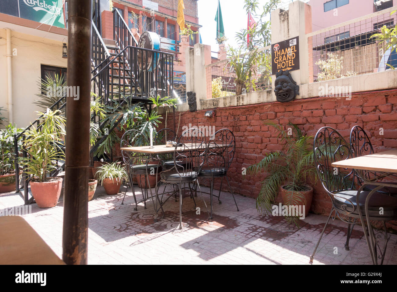 Outdoor restaurant called Black Olive in Thamel District, Kathmandu