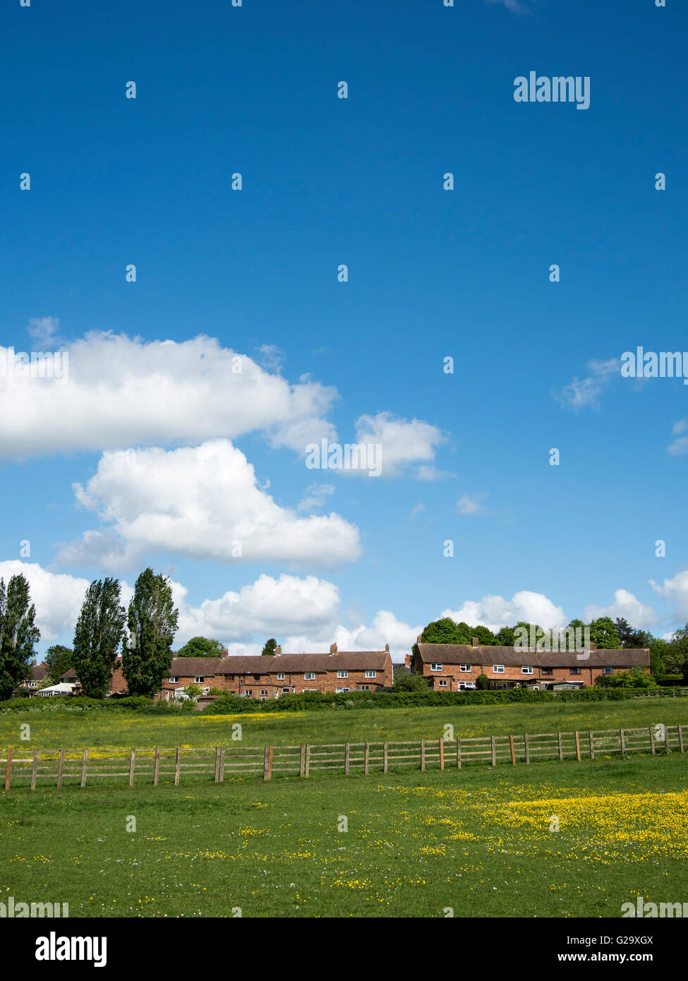 A housing development encroaching on fields in Milton Keynes, England. Stock Photo