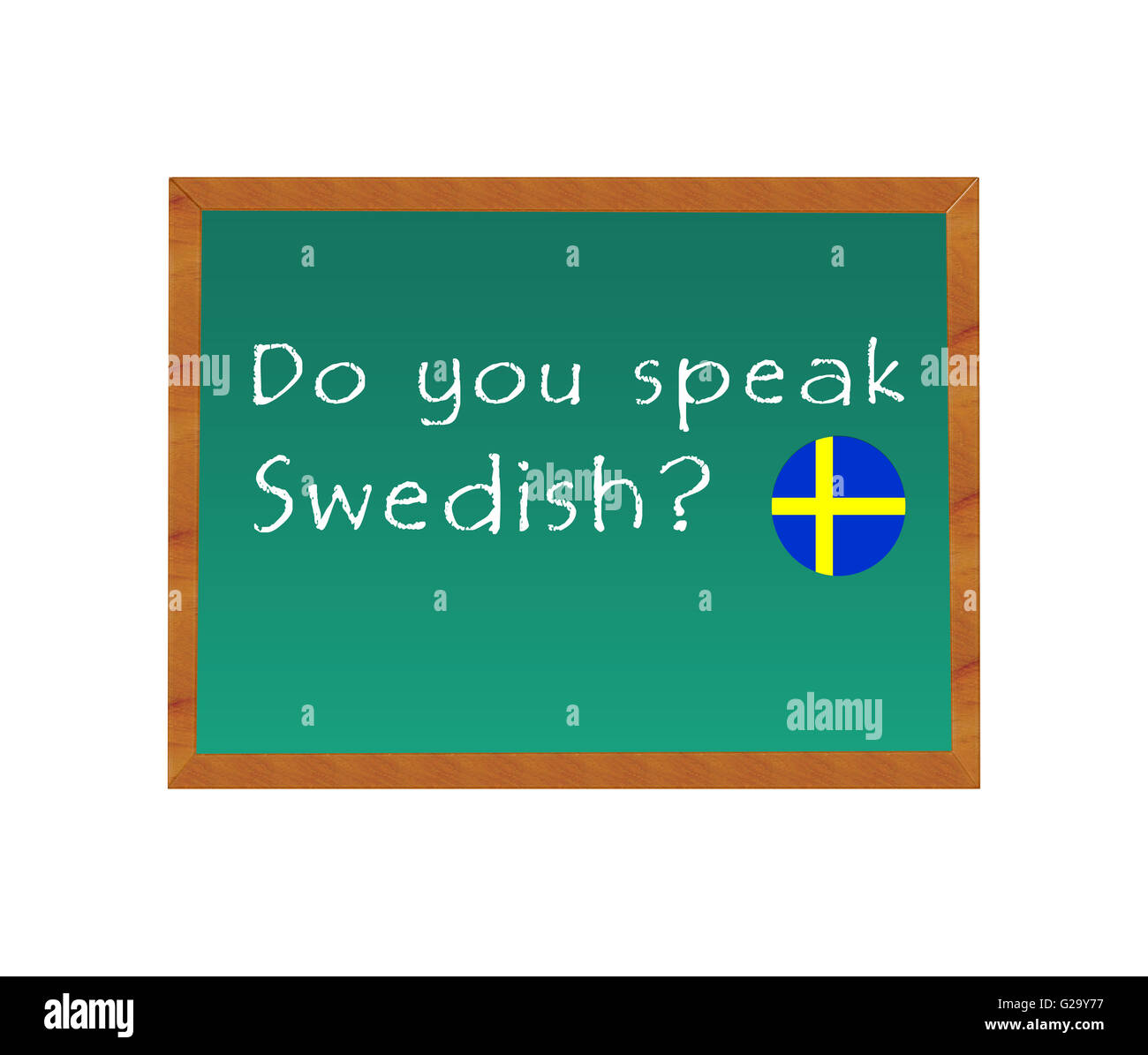 Blackboard with the text Do you speak Swedish Stock Photo