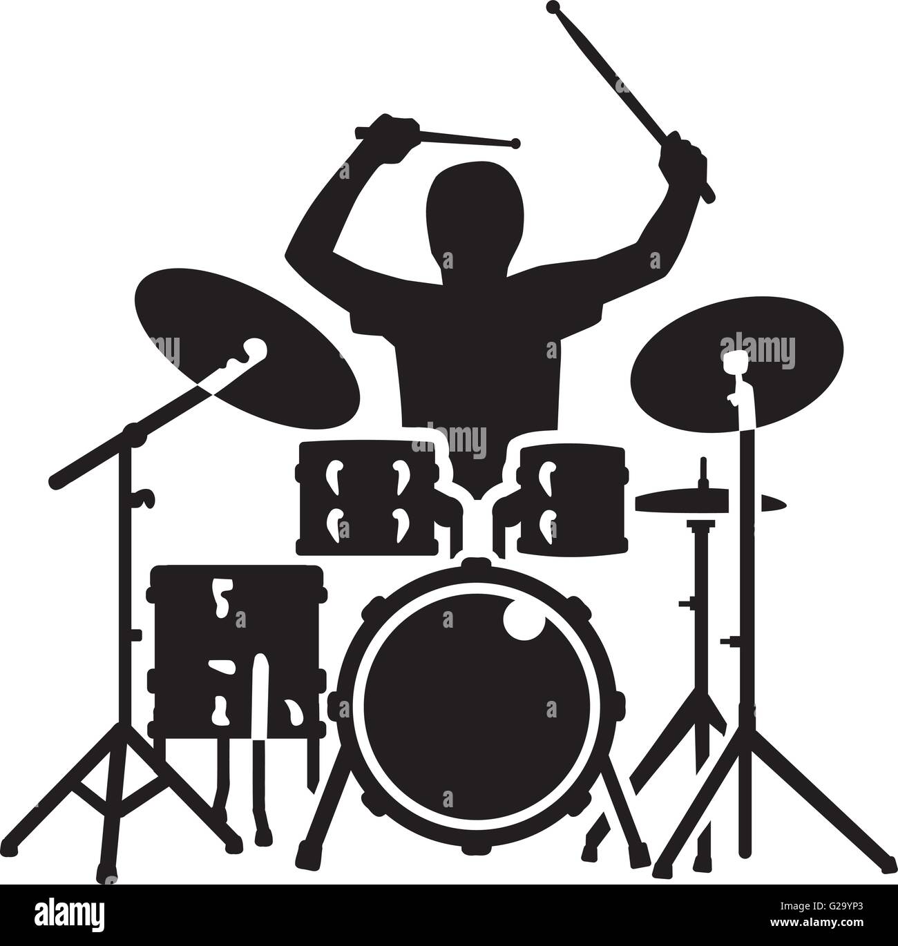 Drum kit with drummer in action Stock Vector Image & Art Alamy