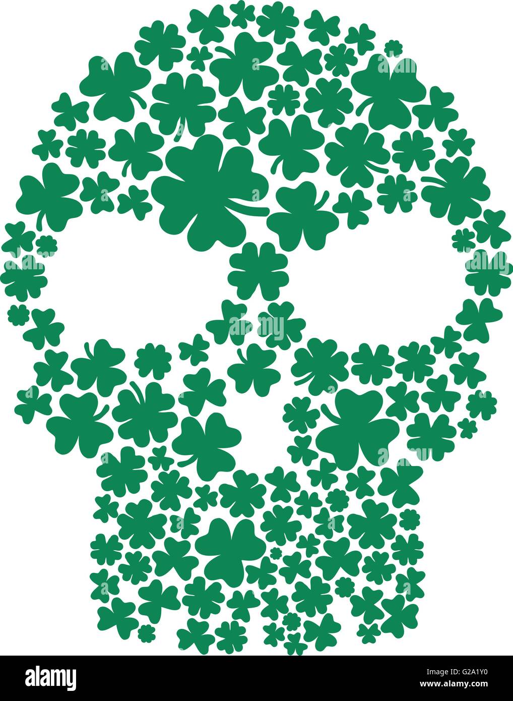 Skull composed with clovers Stock Vector