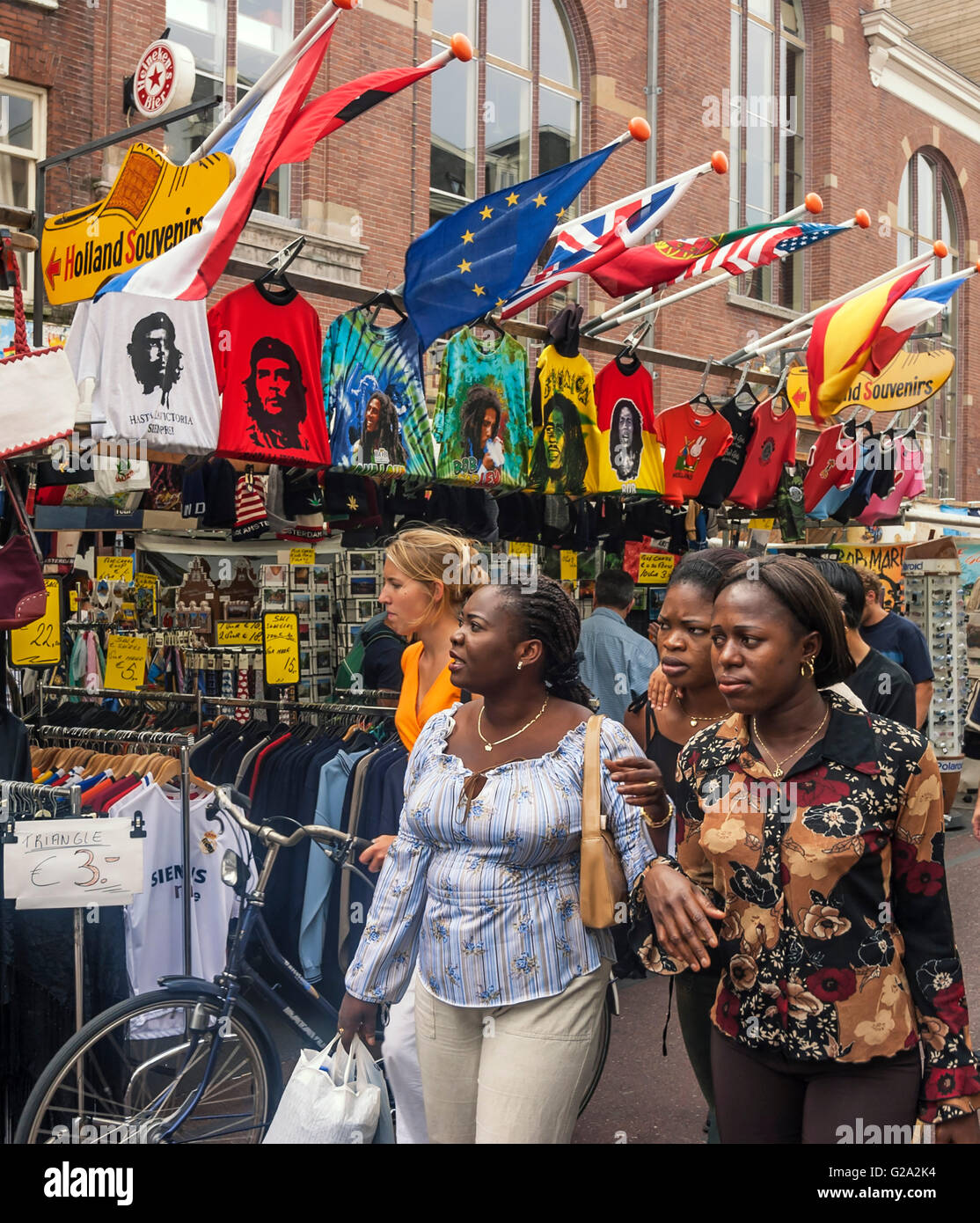 Albert Cyp market, Souvenirs, T Shirts, Amsterdam Stock Photo