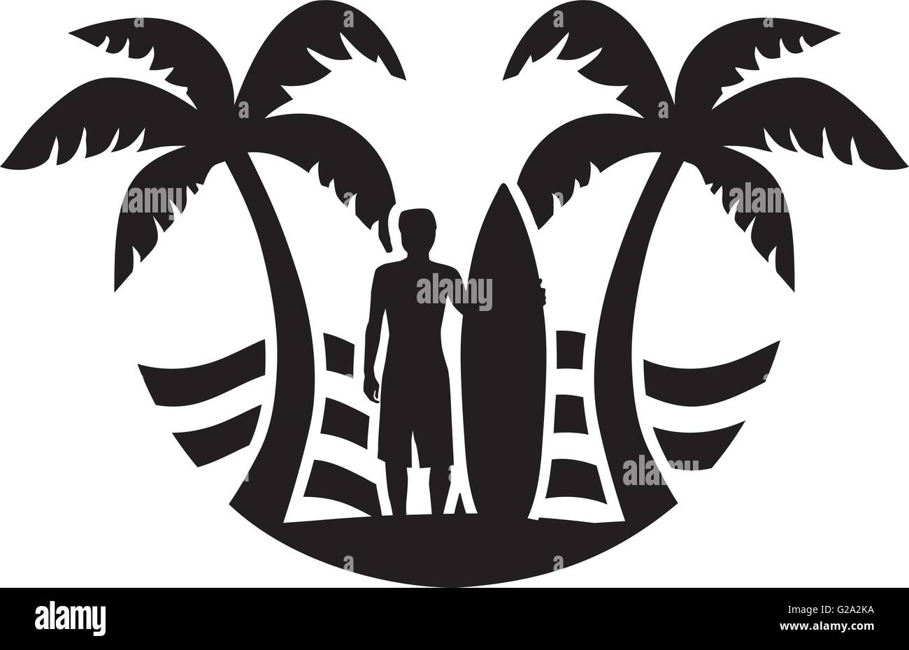 Surfer silhouette at sunset Stock Vector Images - Alamy