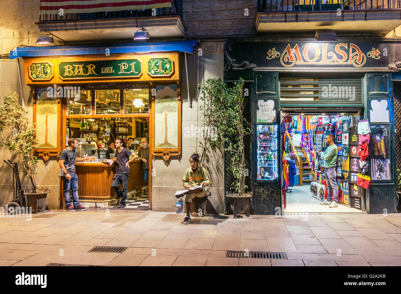 Bar del Pi, Plaça Sant Josep Oriol, Barcelona, Spain Stock Photo