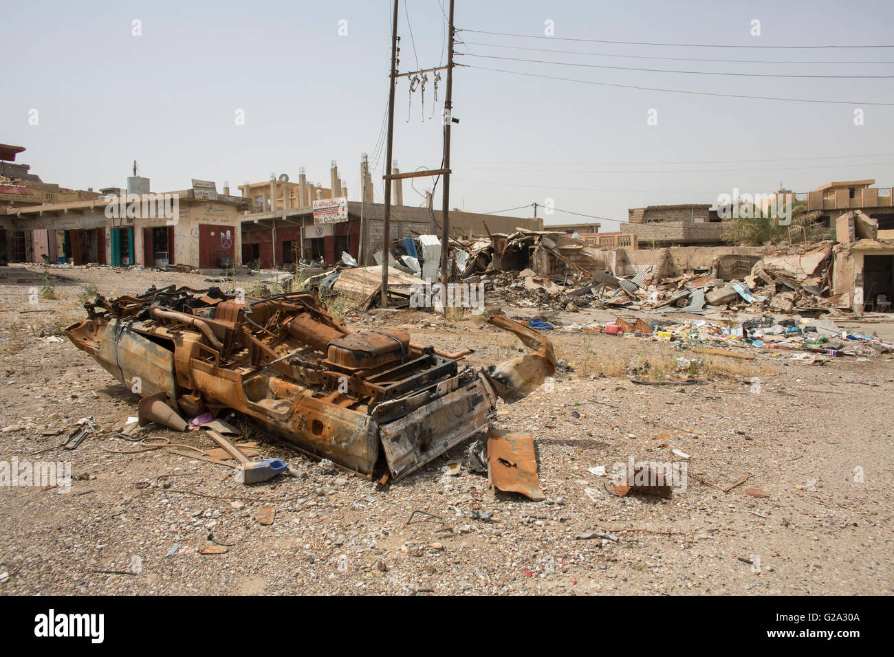 Jalawla, town in North Eastern Iraq being destroyed after heavy fighting between IS and Kurds/Militias Stock Photo