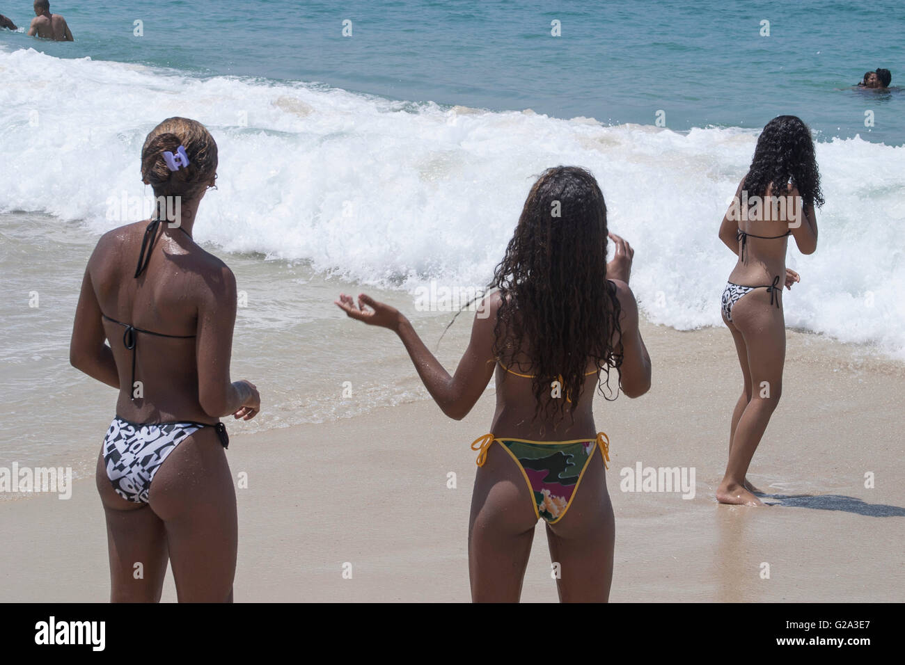 Girls at Rio de Janeiro Copacabana beach , string, Bikini, Brazil Stock  Photo - Alamy