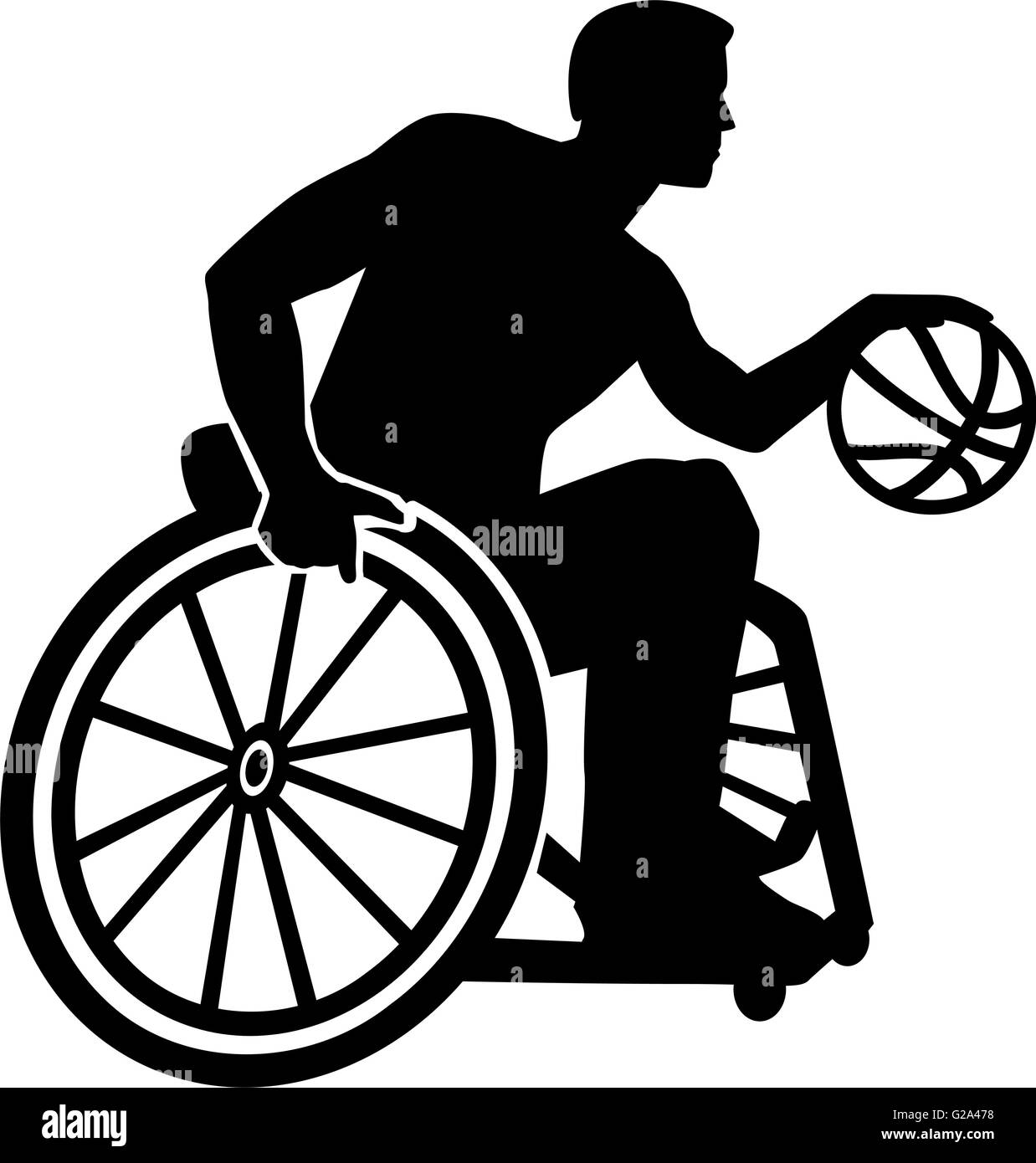 Wheelchair basketball silhouette Stock Vector