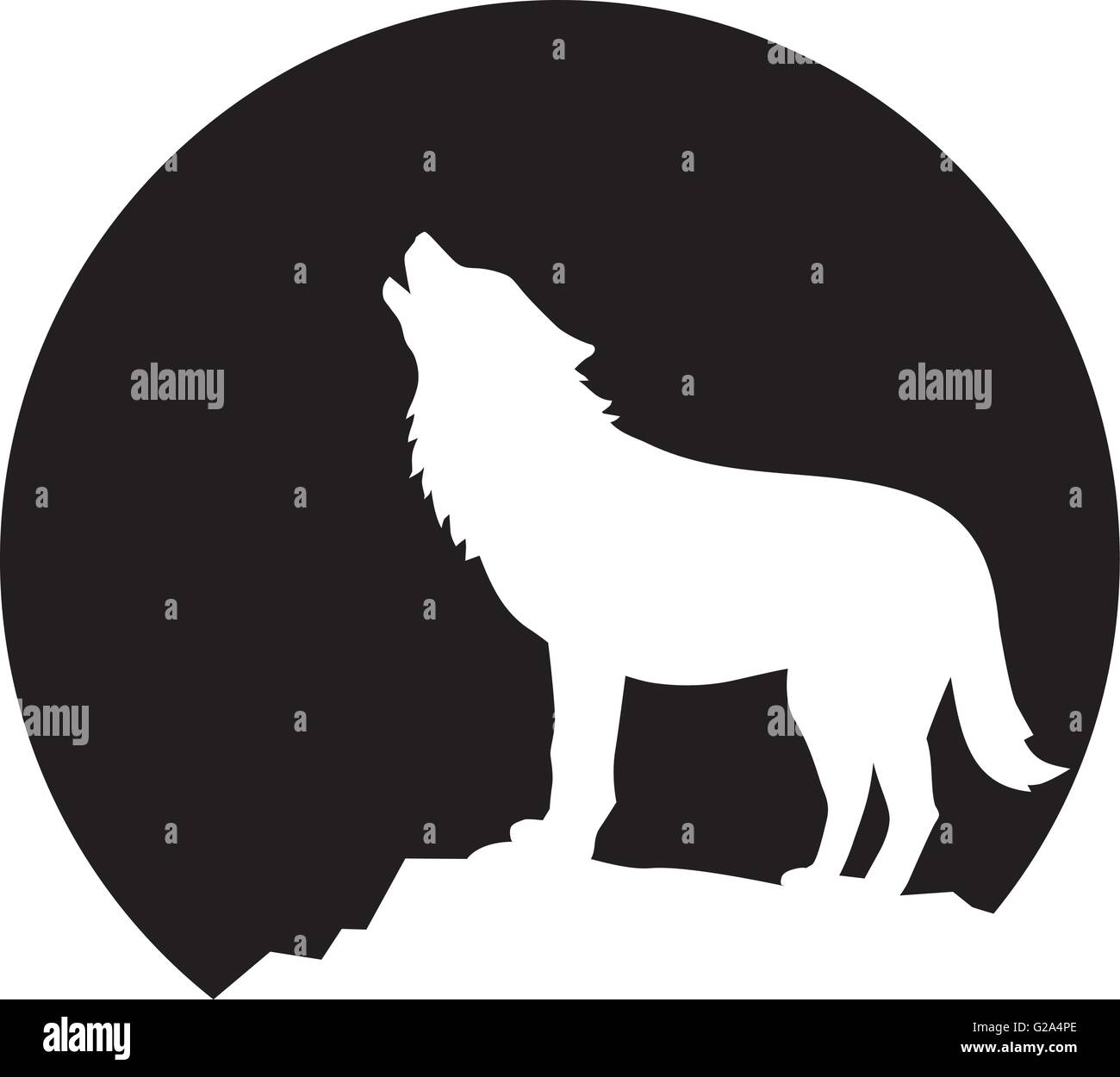 Howling wolf in front of the moon Stock Vector Image &amp; Art - Alamy