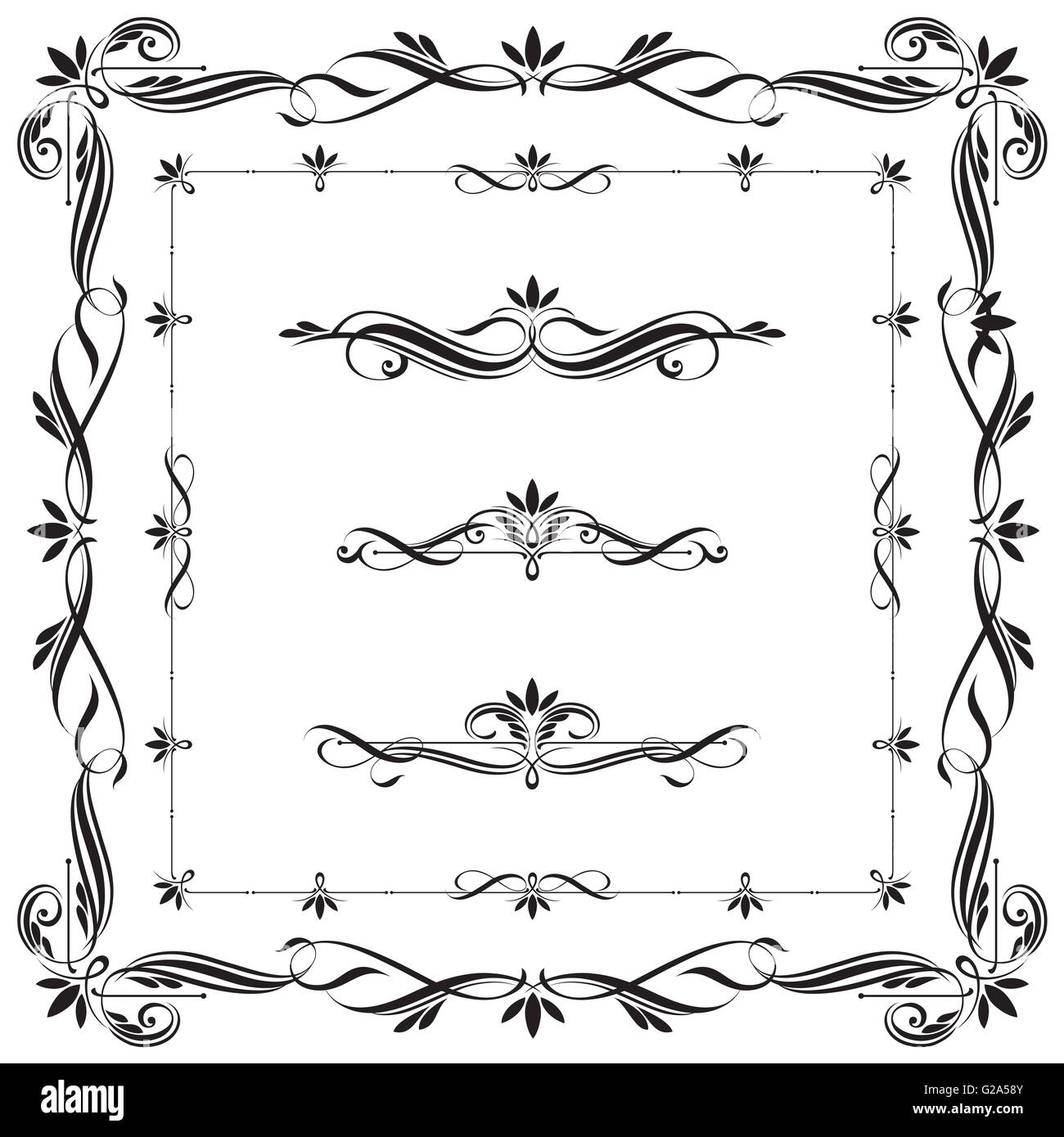 Set of Calligraphic frames and elements. This image is a vector ...