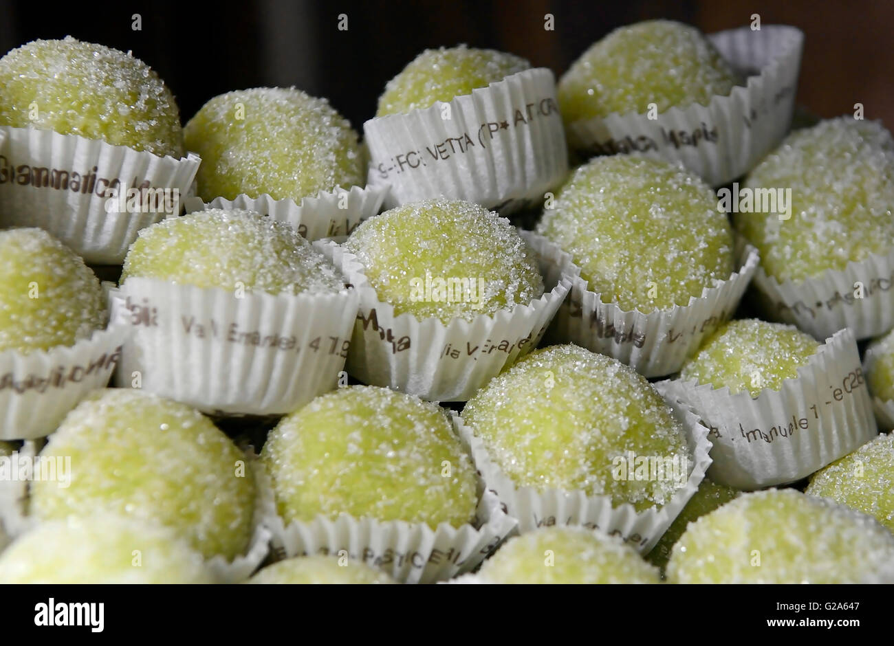 Sweets in a bakery in the historic hilltop village of Erice, Italy. Stock Photo