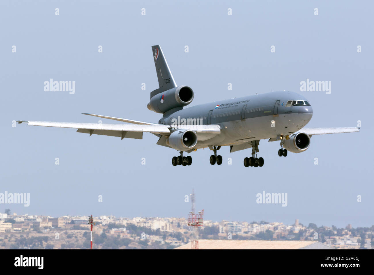 Royal Dutch Air Force McDonnell Douglas KDC-10-30CF [T-235] coming in to land on runway 13. Stock Photo