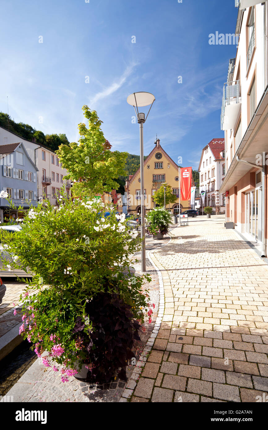 The german town of Shiltach on the river Kinzig, Baden-Warttemberg. Stock Photo