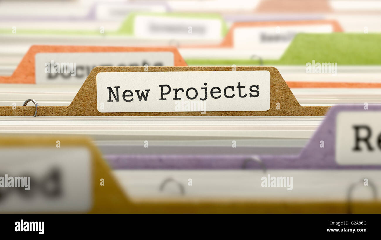 New Projects on Business Folder in Catalog. Stock Photo