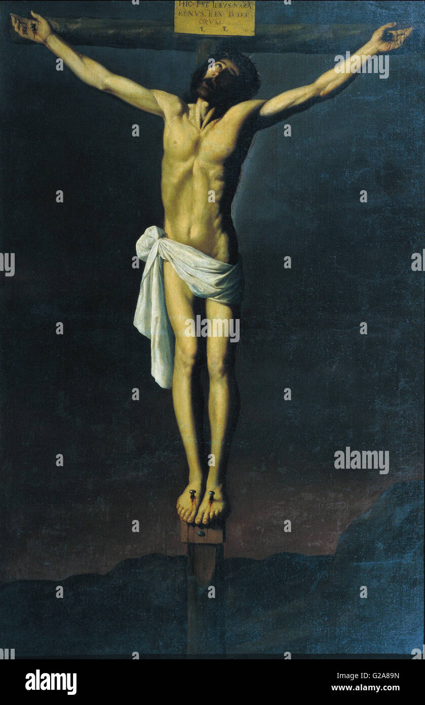 Francisco de Zurbarán - Christ Crucified  - MNAC - Barcelona Stock Photo