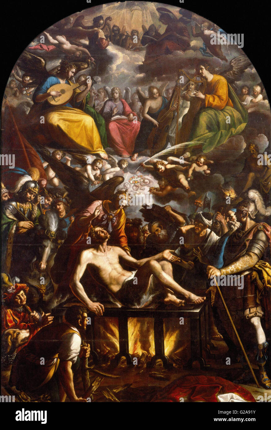 José Juárez - The Martyrdom of Saint Lawrence  -  Museo Nacional de Arte de Mexico Stock Photo