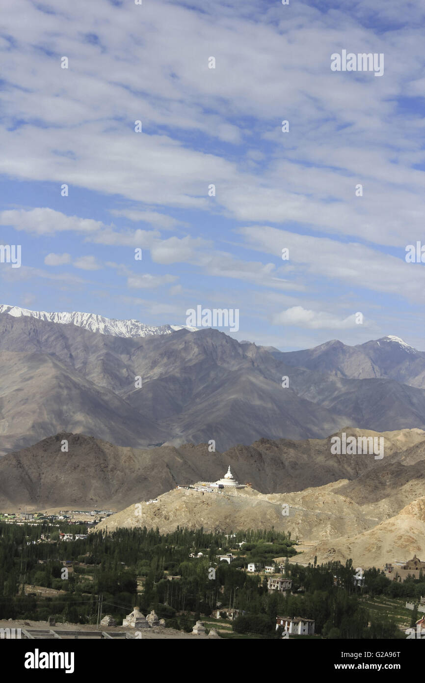 Shanti Stupa, Ladakh, Jammu and Kashmir, India Stock Photo