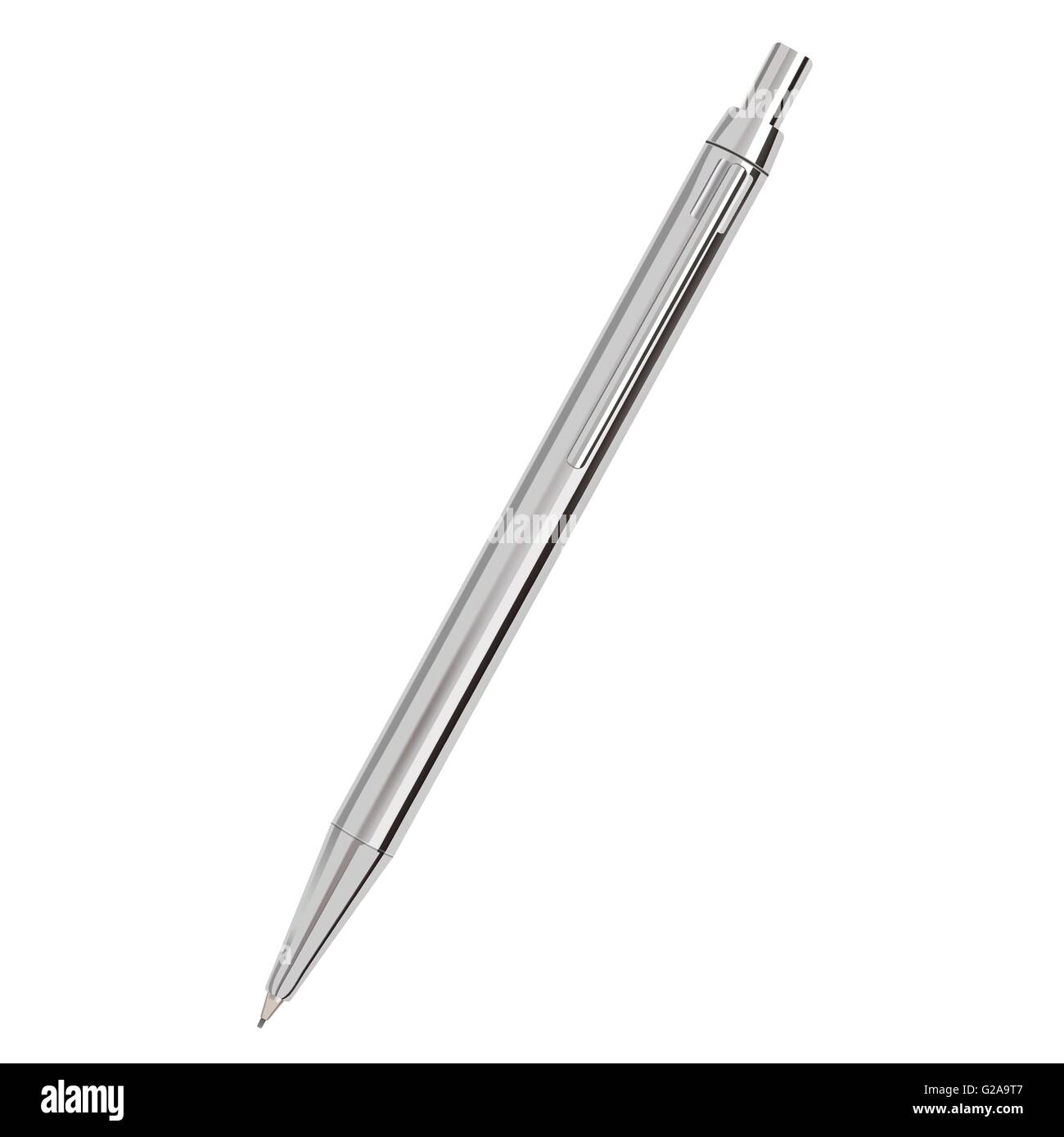 Silver Ballpoint Pen isolated on white. Vector Illustration Stock ...