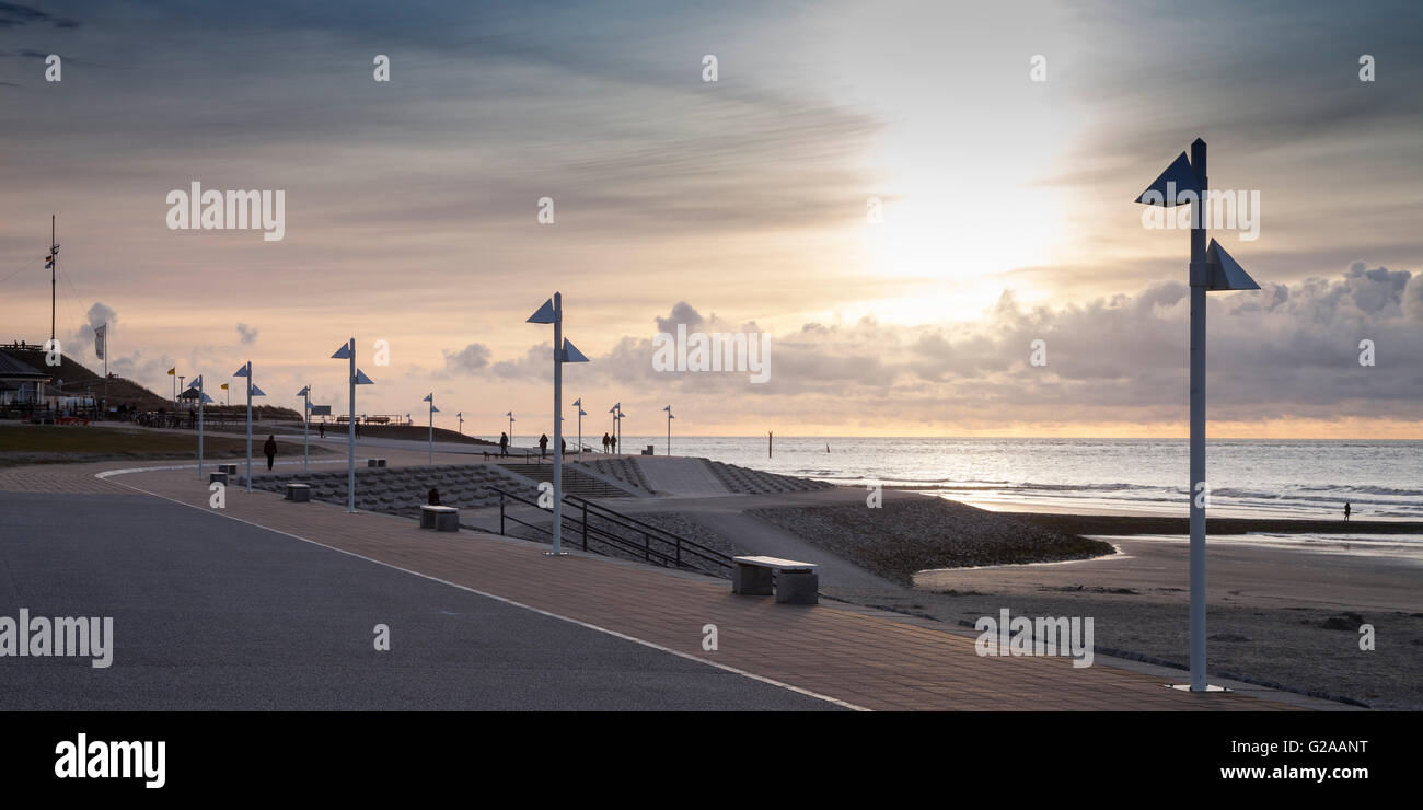 Promenade of Norderney in the evening Stock Photo