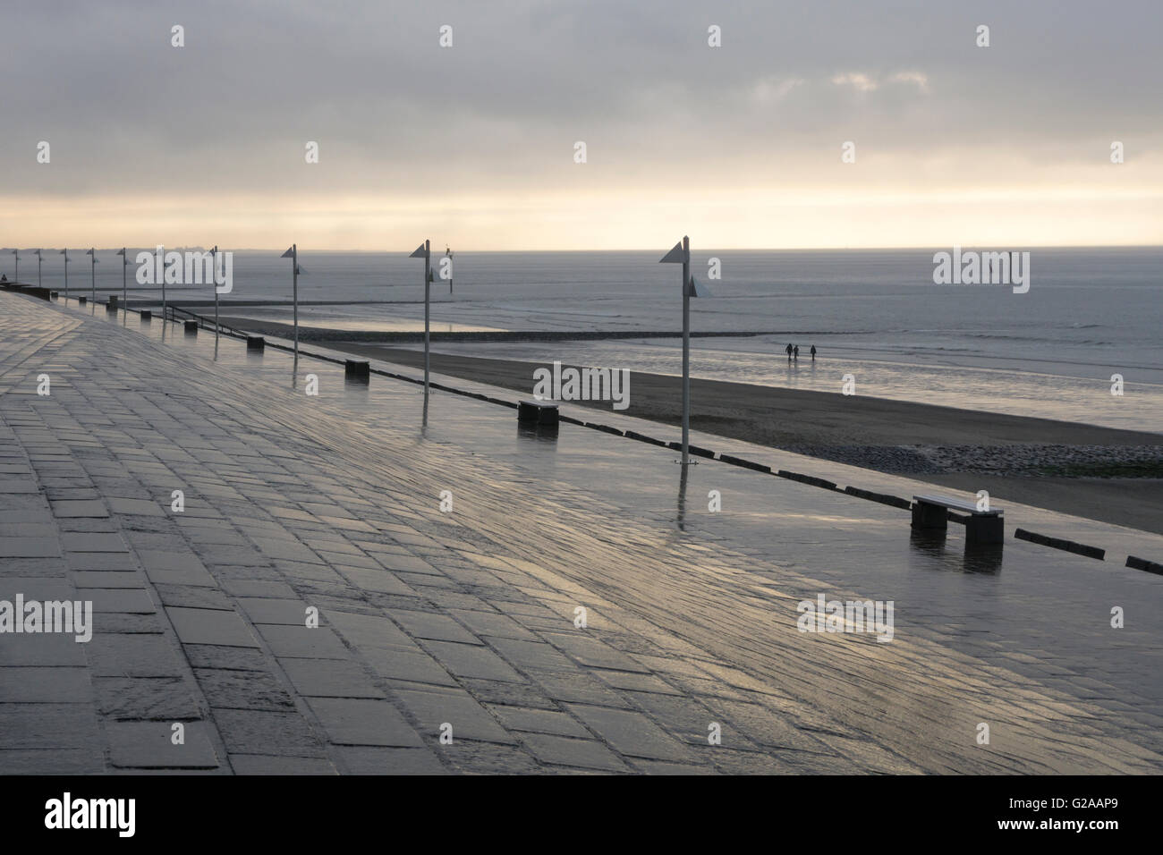 Promenade of Norderney in the evening Stock Photo
