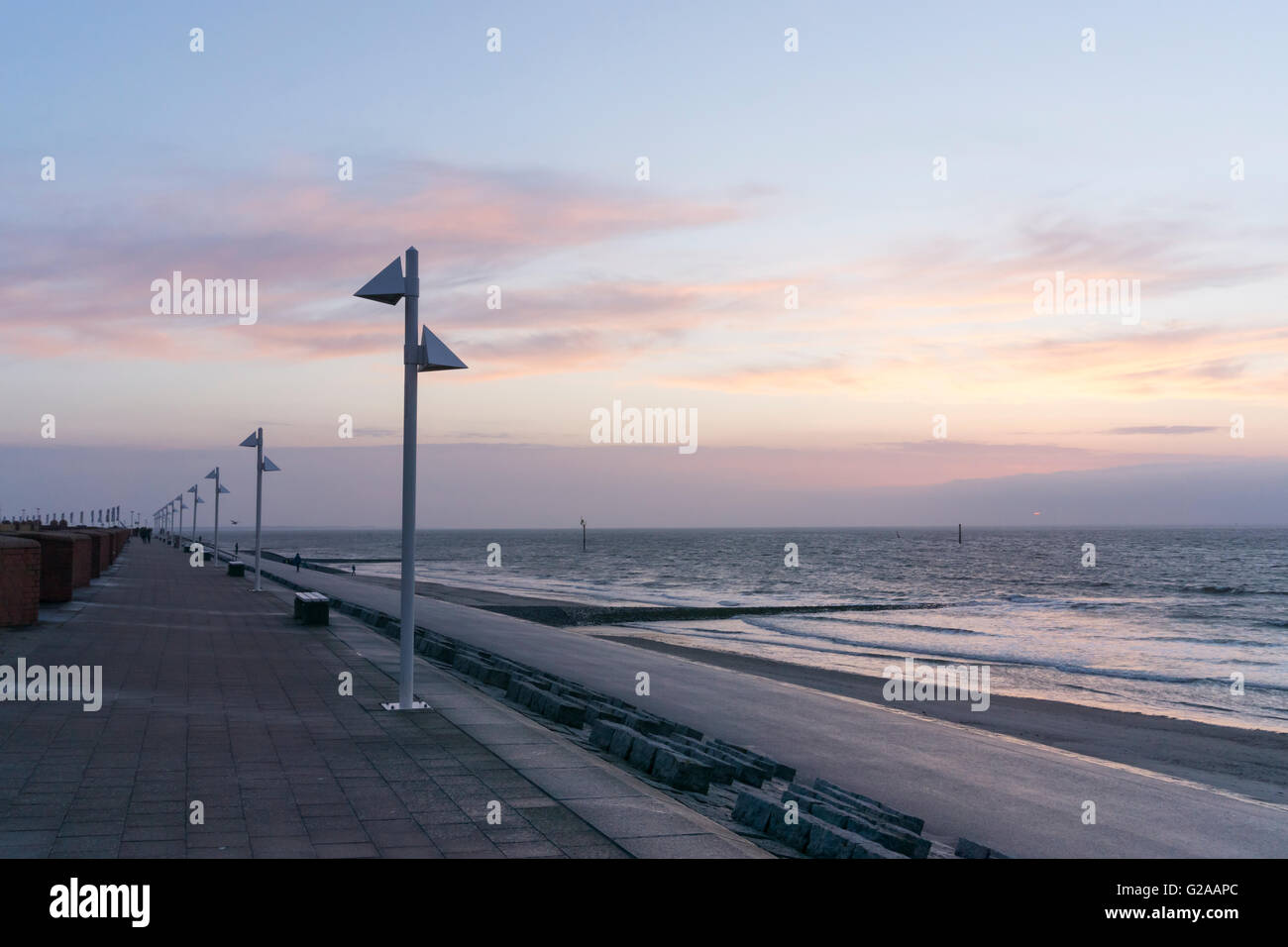 Promenade of Norderney in the evening Stock Photo