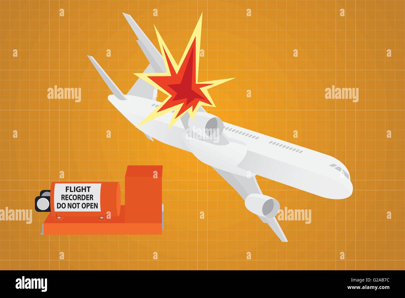 plane crash falling down from sky with flight recorder as the clue Stock Vector