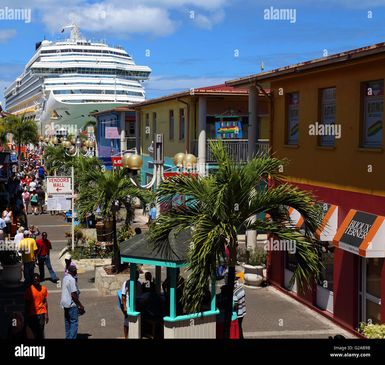 Costa Magica cruise ship docked in port, St John's, Antigua Stock Photo