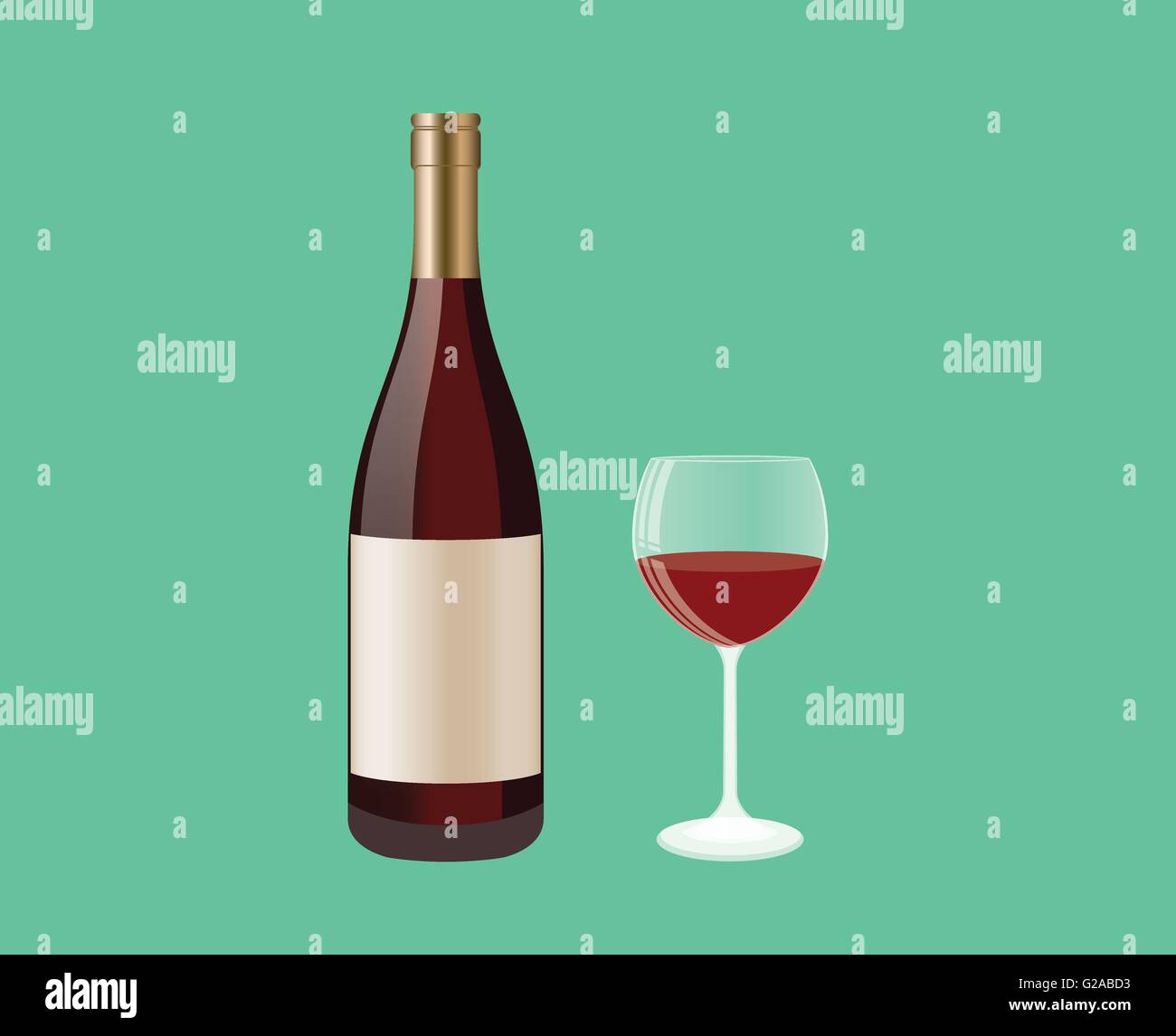 wine bottle and glass flat vector graphic illustration Stock Vector ...