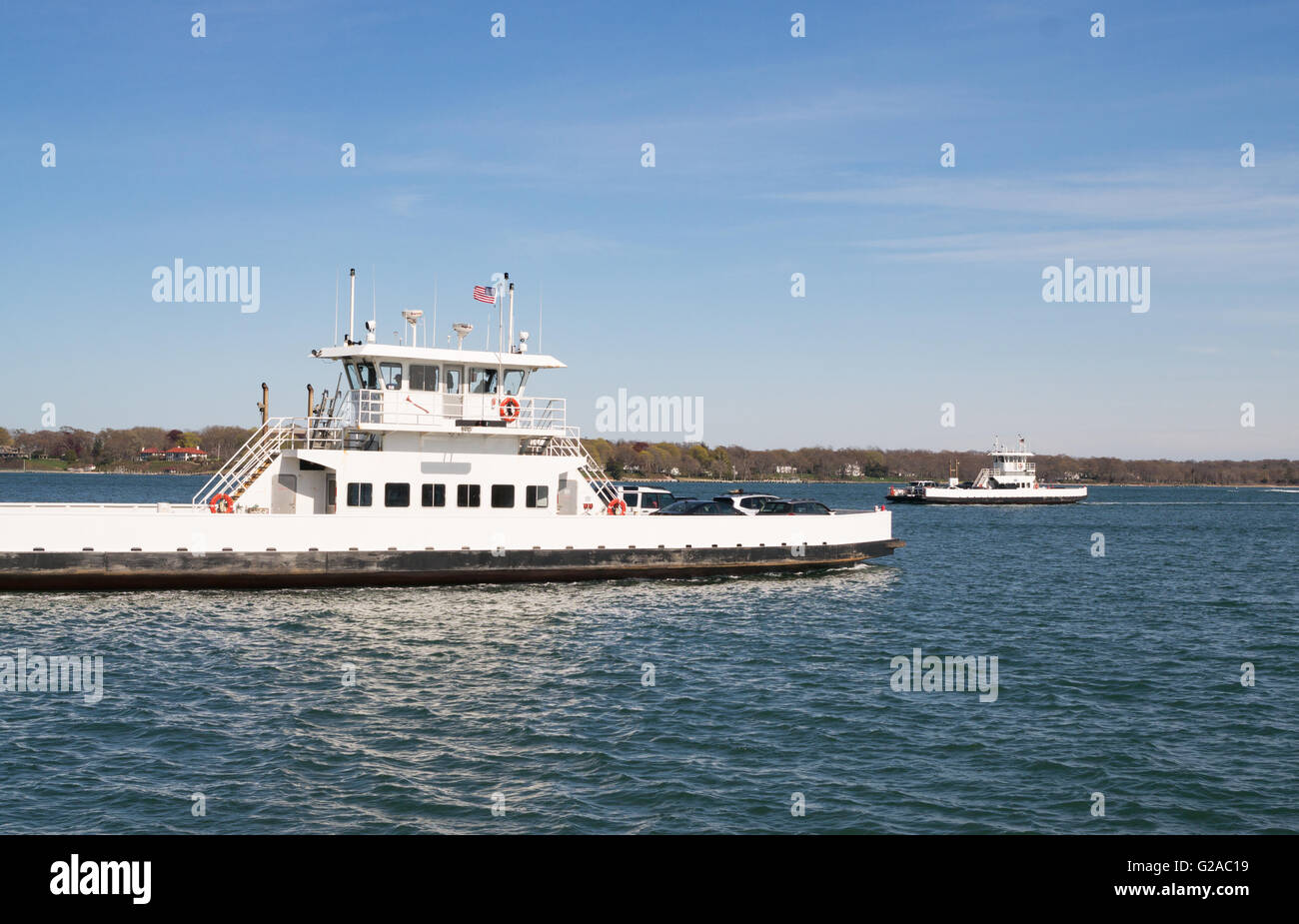 Greenport to Shelter Island car ferries, Long Island , New York, USA Stock Photo