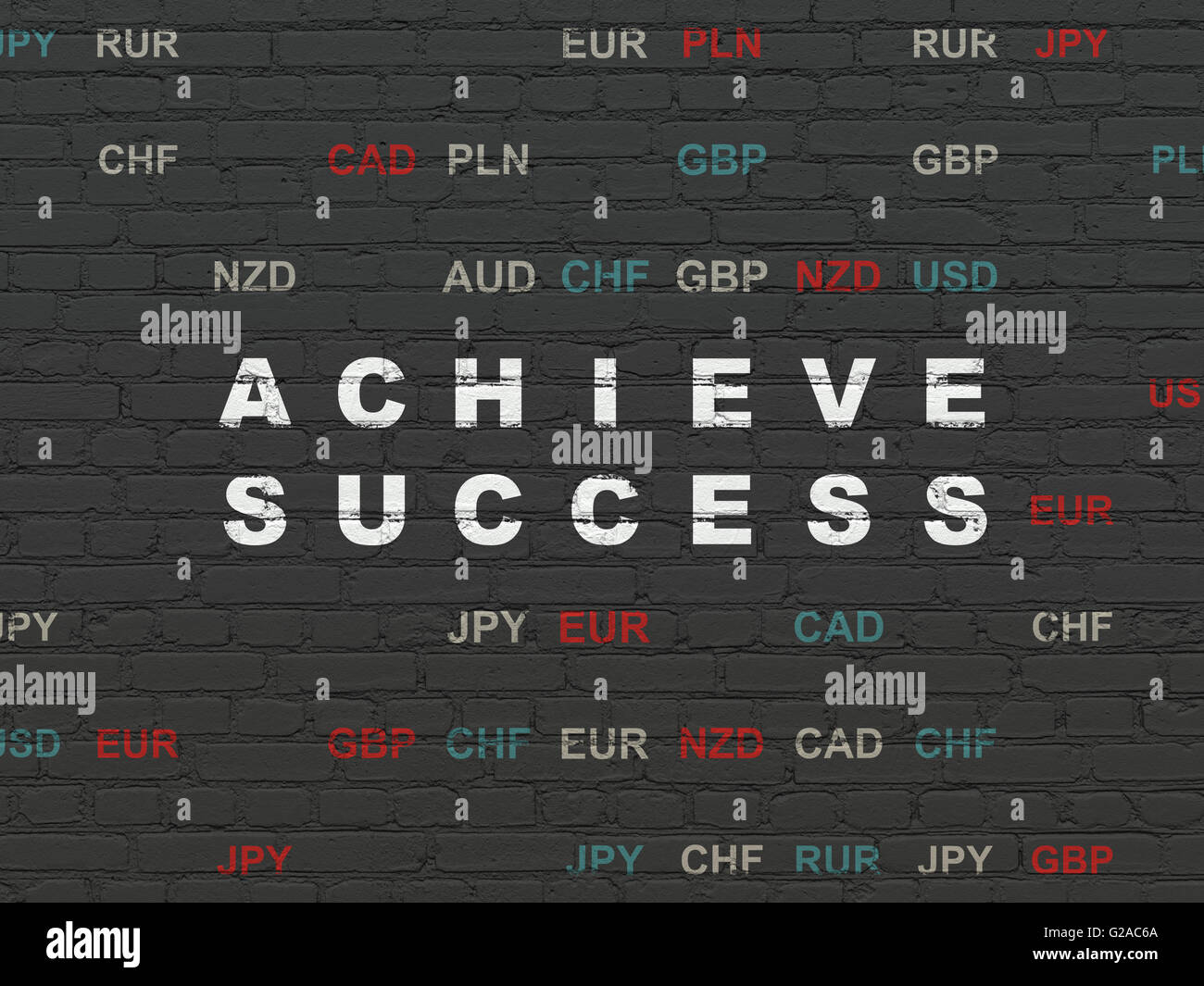 Finance concept Achieve Success on wall background Stock Photo Alamy