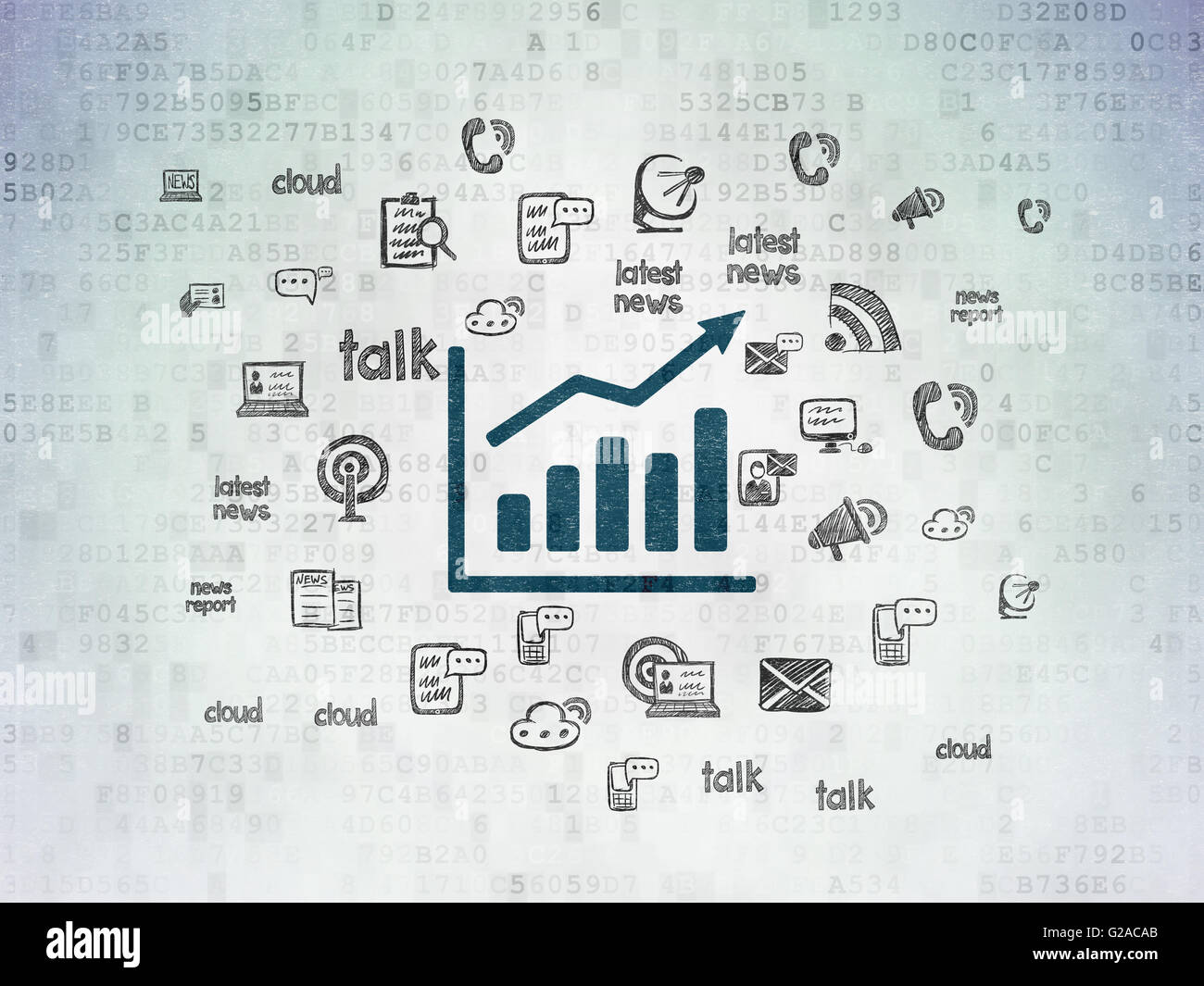 News concept: Growth Graph on Digital Data Paper background Stock Photo ...