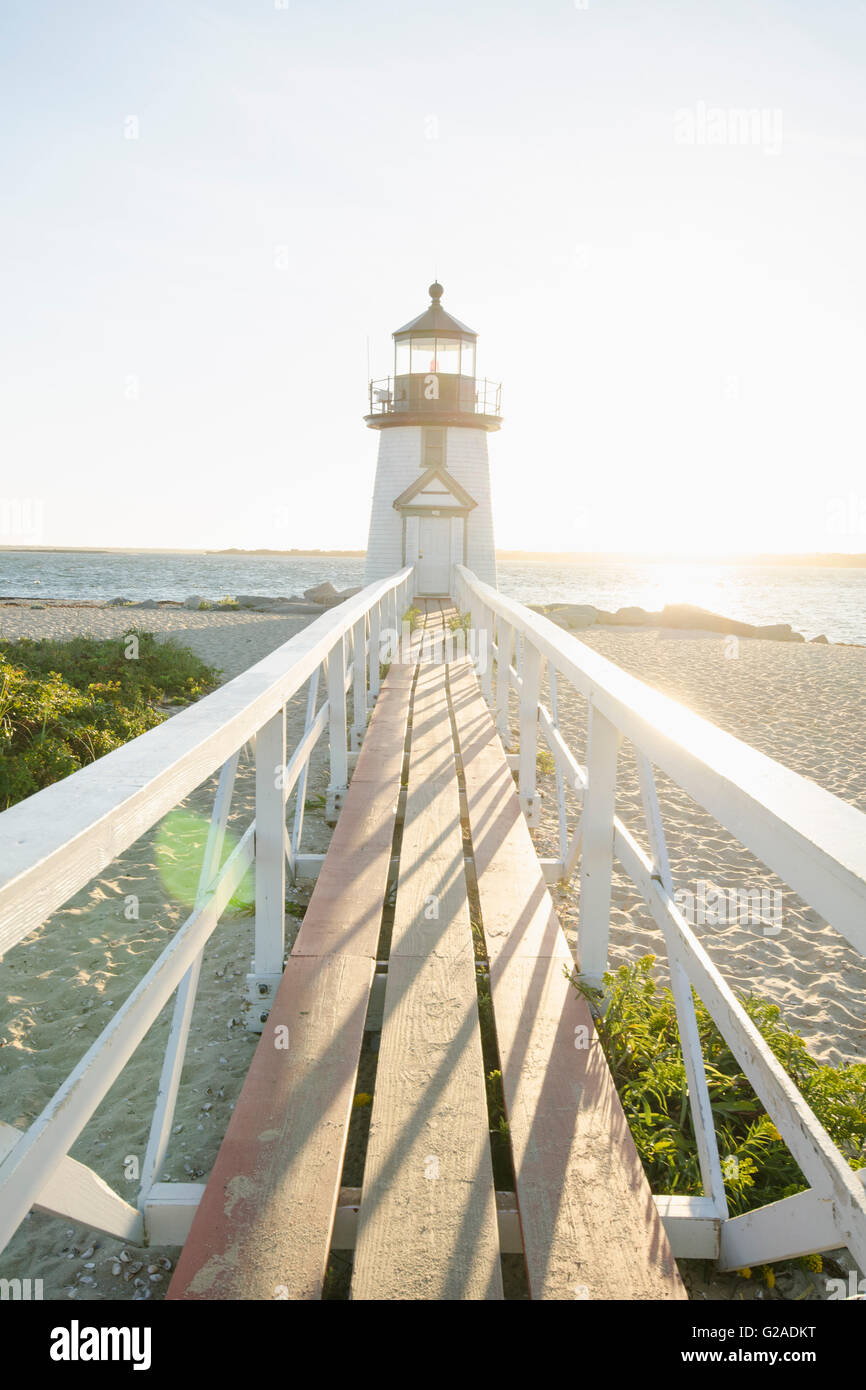 Brant Point Lighthouse in sunlight Stock Photo