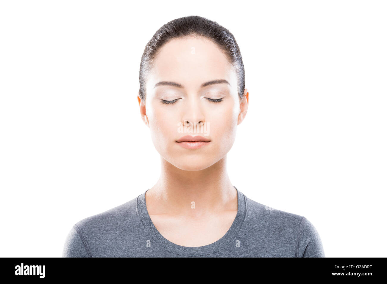 Portrait of young woman with closed eyes Stock Photo