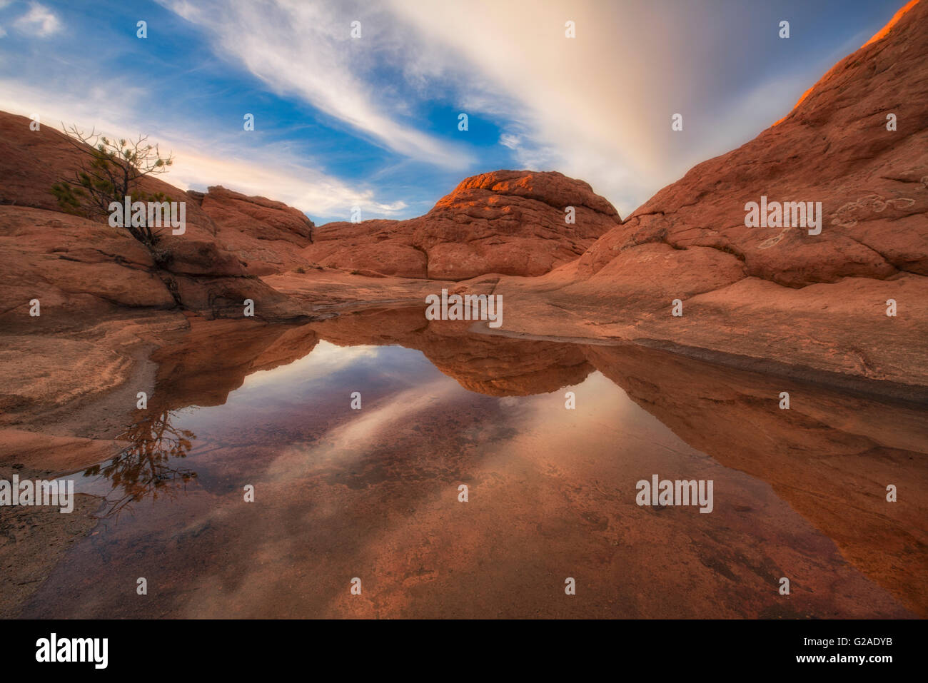 Sandstones reflected in water Stock Photo
