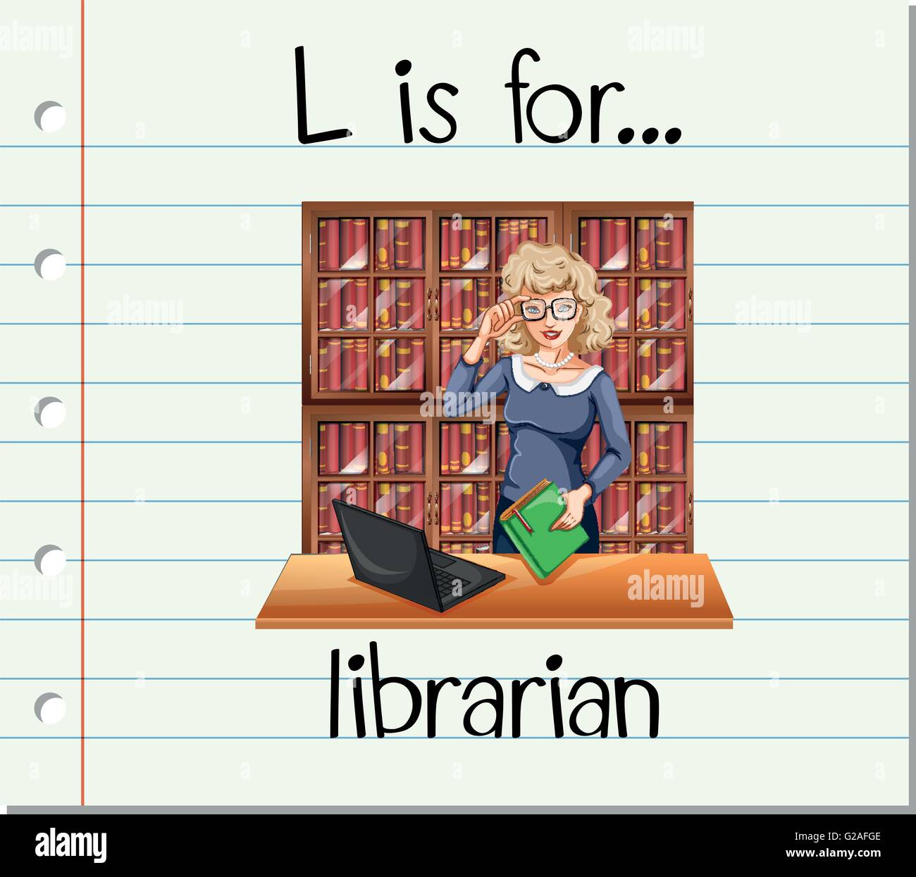 Flashcard letter L is for librarian illustration Stock Vector Image ...