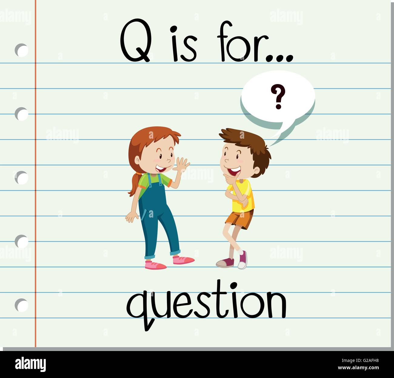 Flashcard letter Q is for question illustration Stock Vector