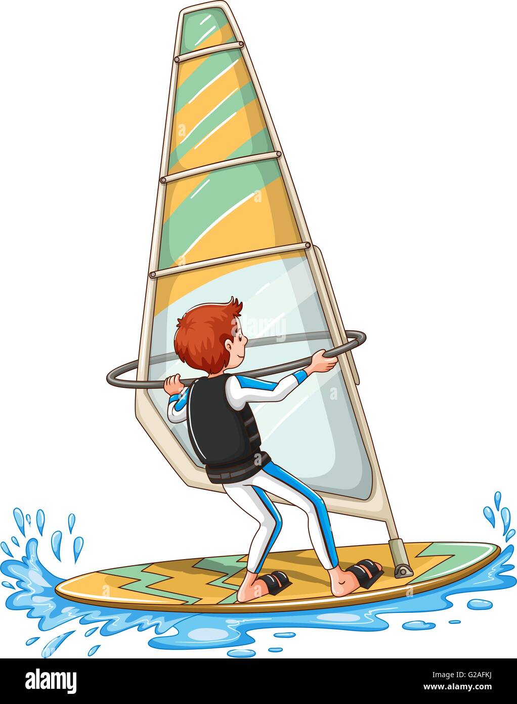 Man sailing on windsurf illustration Stock Vector