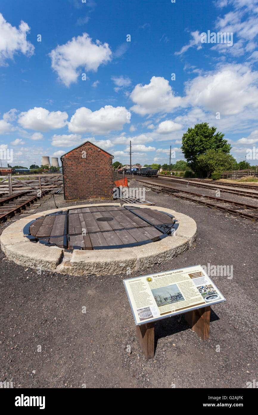 A former GWR wooden broad gauge wagon turntable preserved at the Didcot Railway Centre, Oxfordshire, England, UK Stock Photo