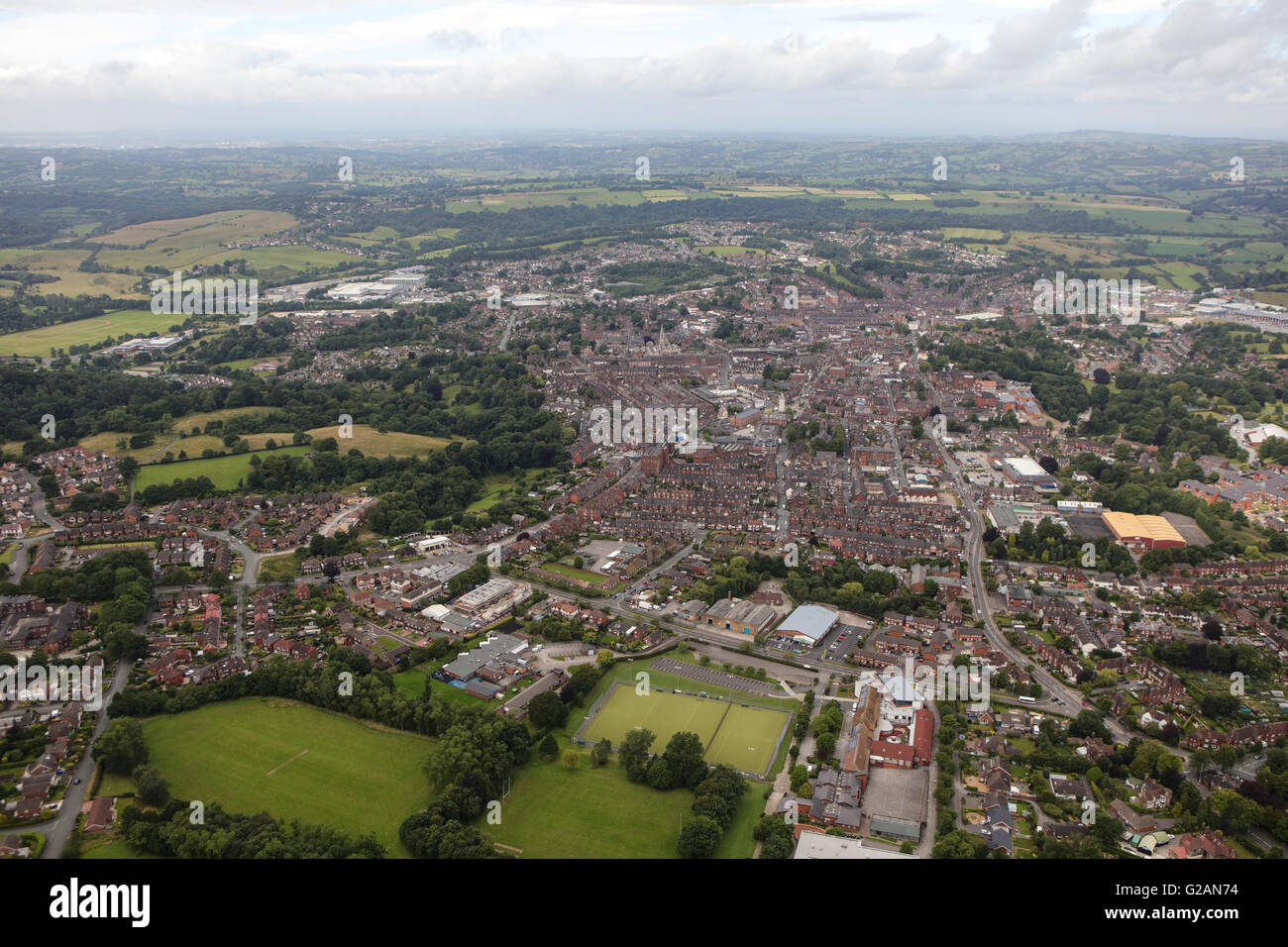 An aerial view of the North Staffordshire town of Leek Stock Photo