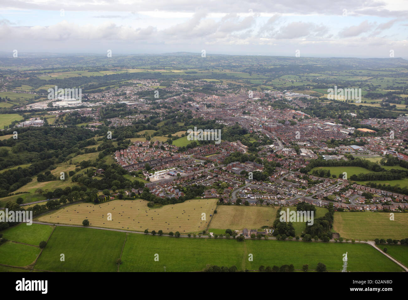 An aerial view of the North Staffordshire town of Leek Stock Photo